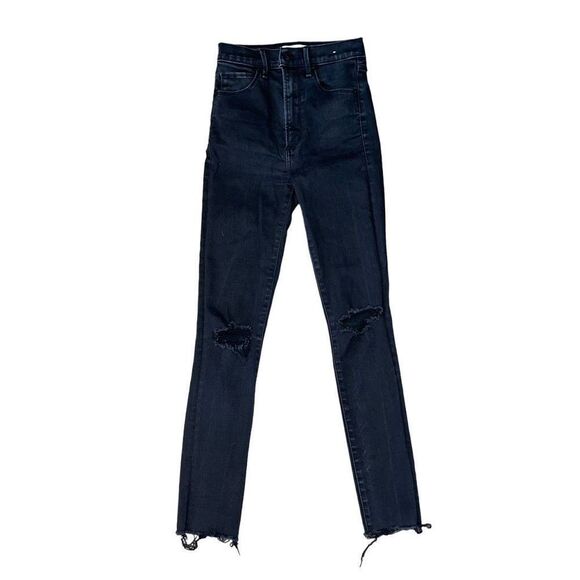 🌸 A&F The Super Skinny Ultra High Rise Black Jeans 24/00 Short - Picture 1 of 7